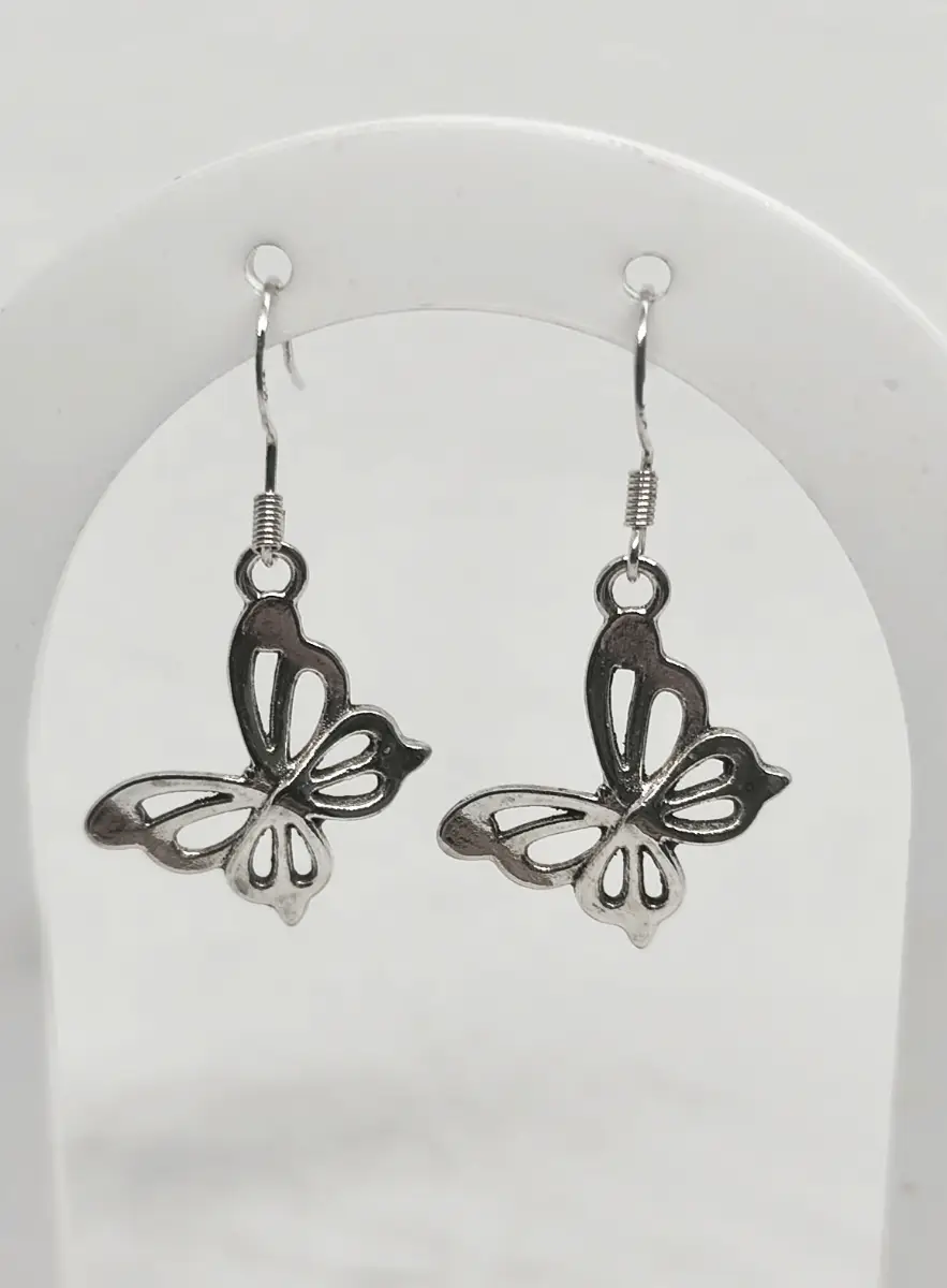 Silver 925 Earhooks Butterfly drop earrings