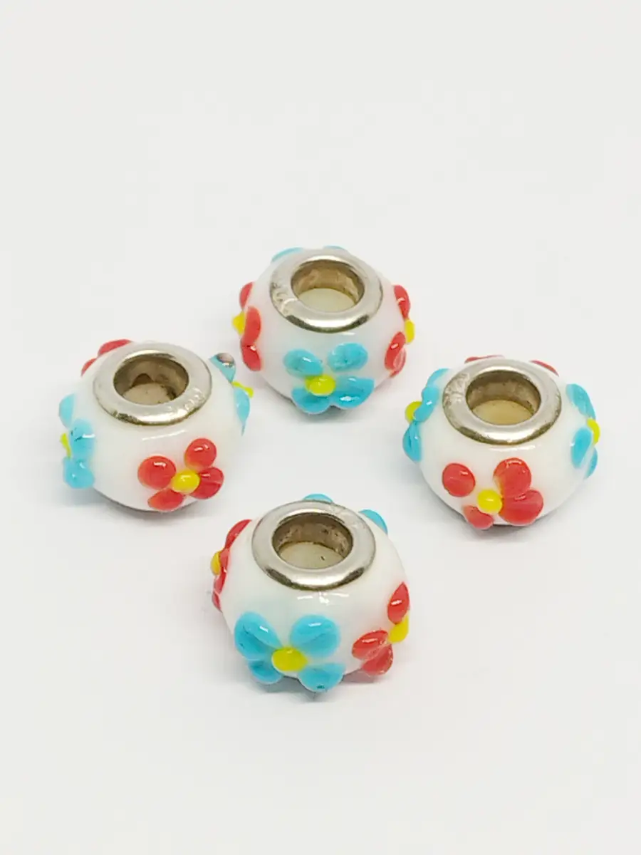 4 x silver 925 & glass bracelet charms