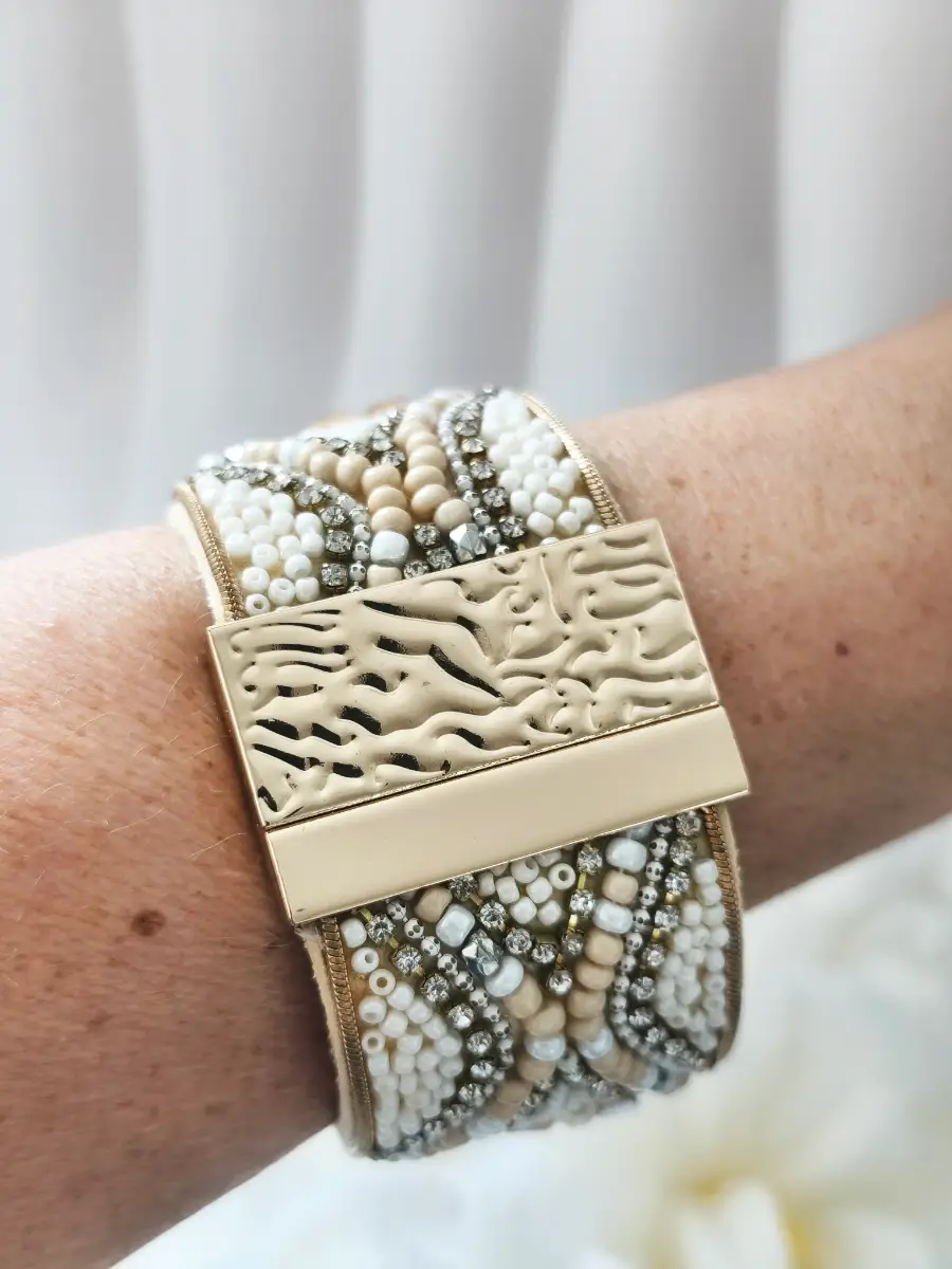 Charlie Paige boho beaded cuff bracelet