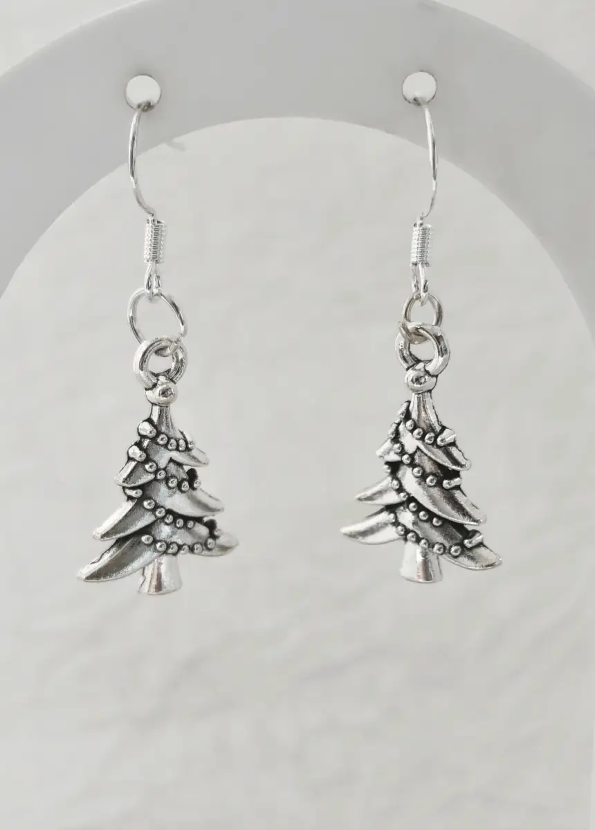 Silver 925 earhooks Christmas tree drop earrings