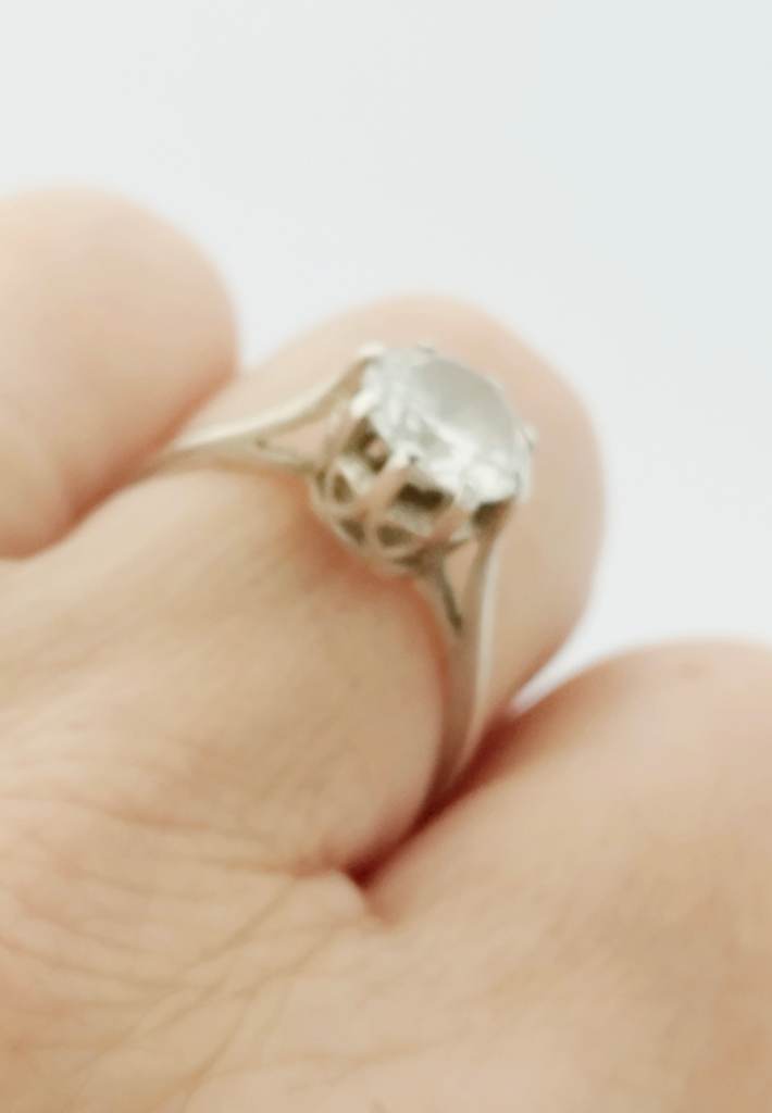 Silver Hallmarked solitaire CZ gem ring size N