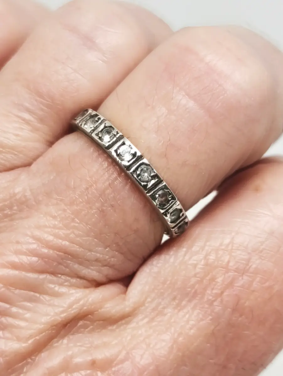 Silver Hallmarked 925 with 9ct Gold eternity ring size L1/2