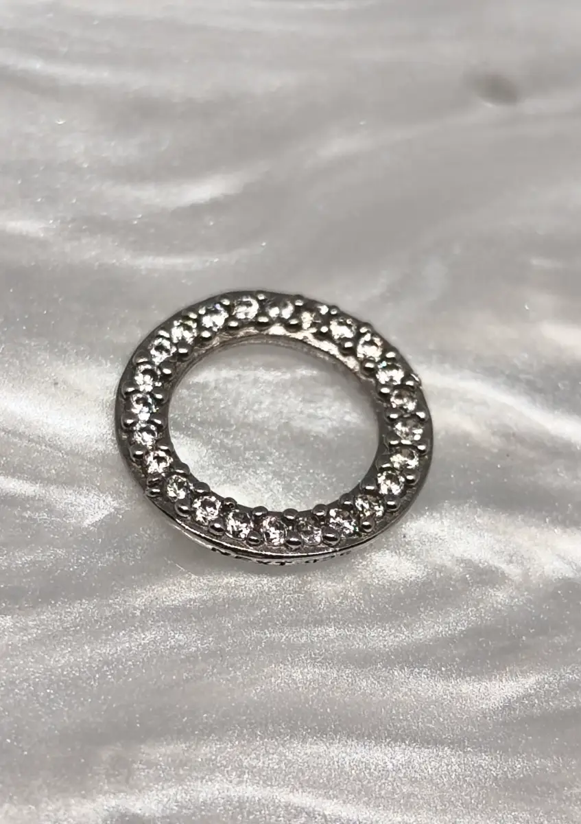 Next silver hallmarked 925 open ring pendant with gems