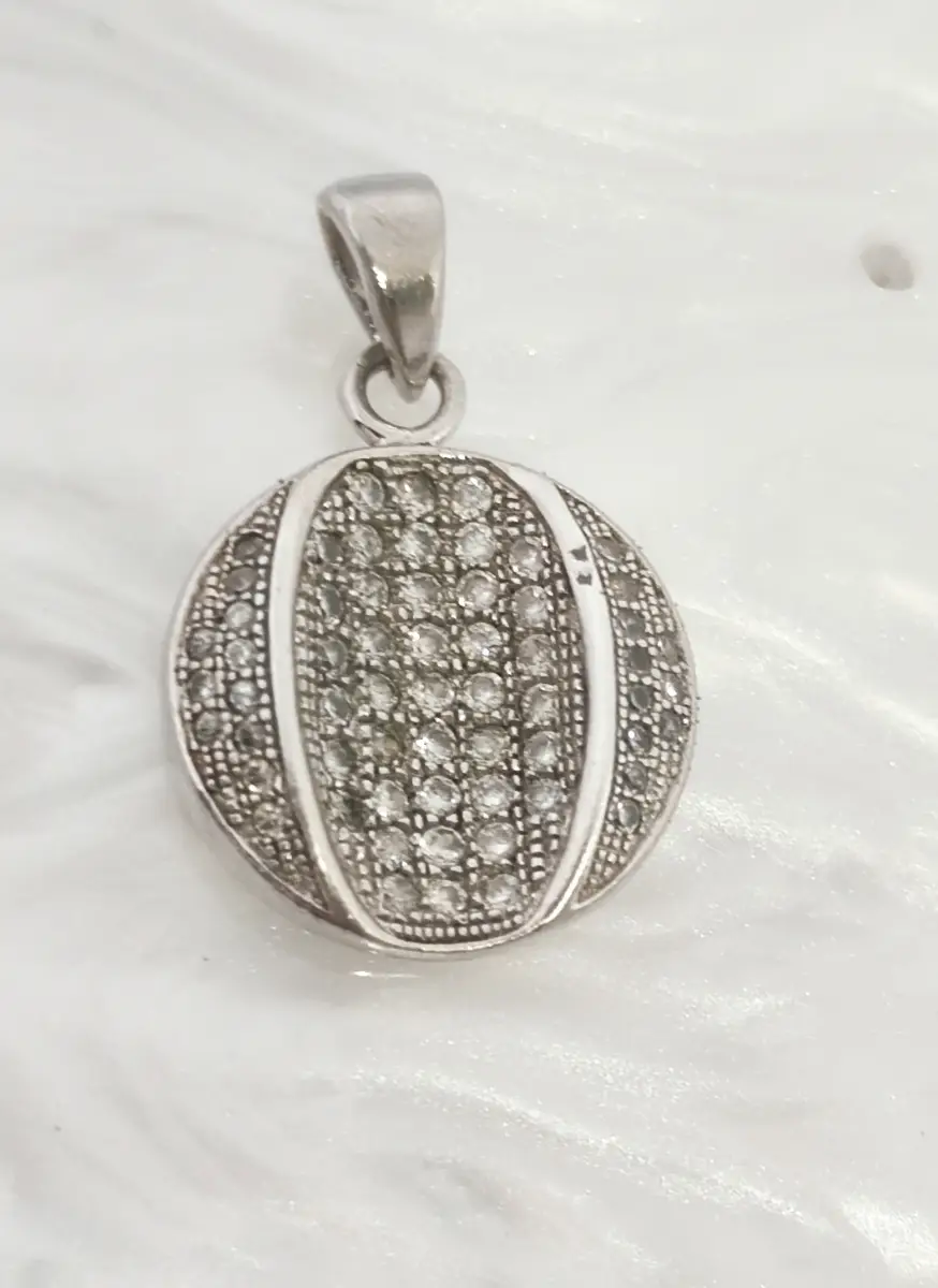 Silver Hallmarked 925 Round gem set pave pendant