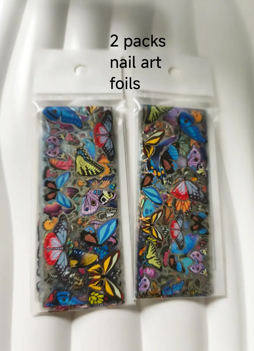 2 packs holographic butterfly nail art foils