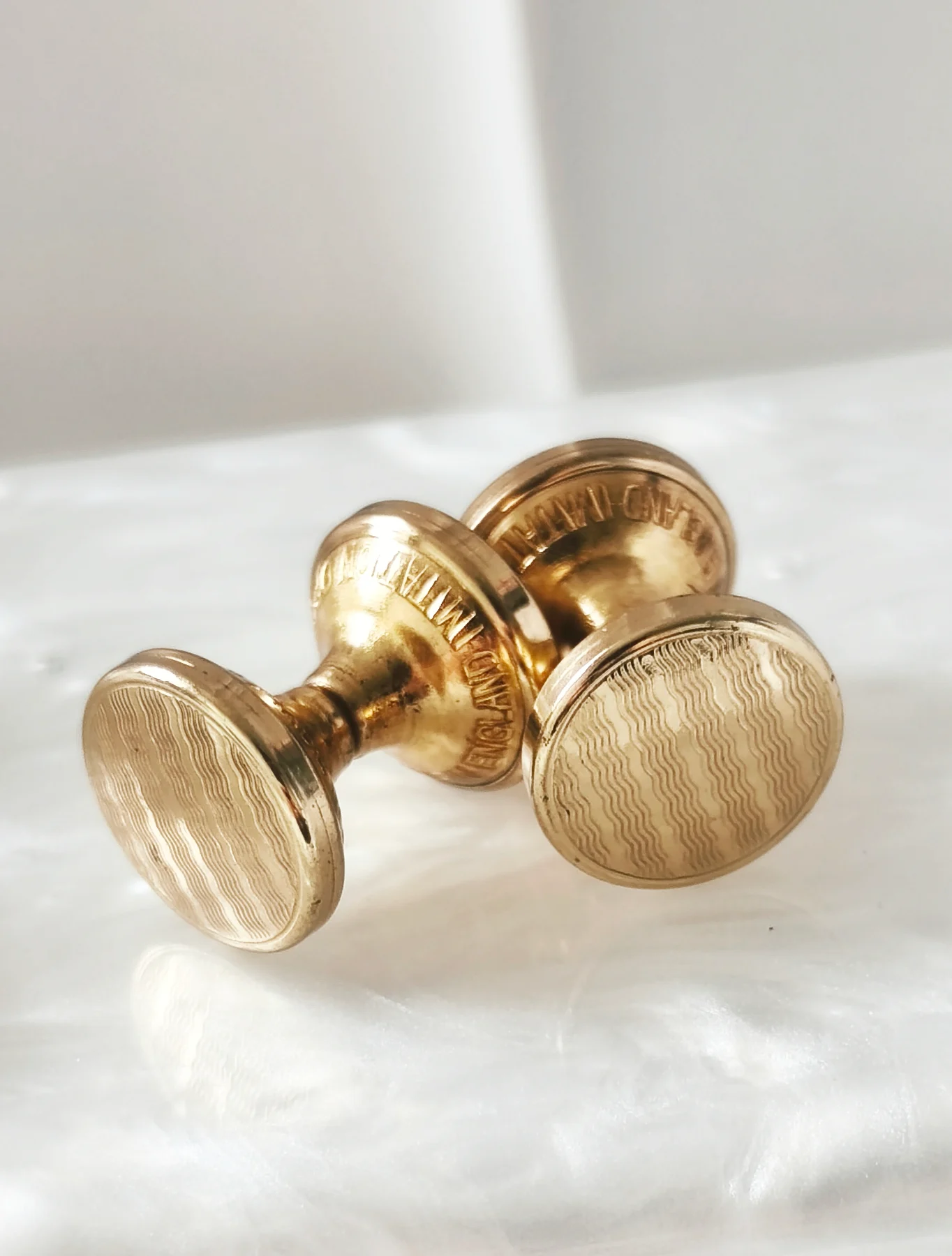 Vintage gold plated retractable spring loaded chain art deco cufflinks
