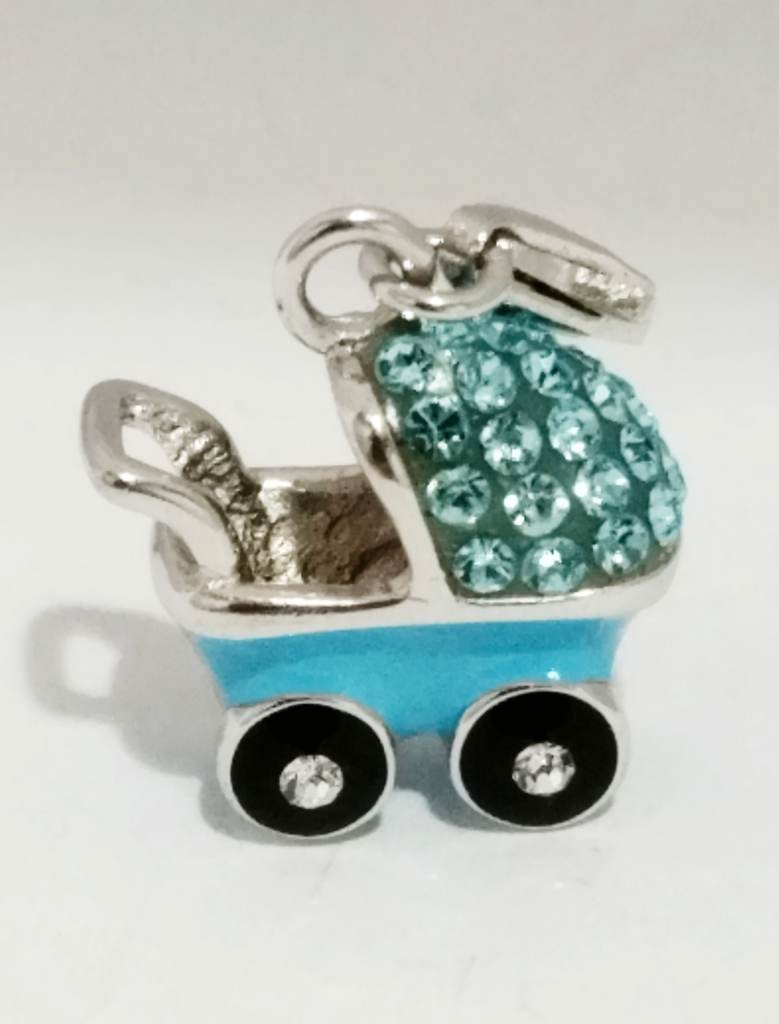 Silver 925 hallmarked enamelled pram clip on bracelet charm