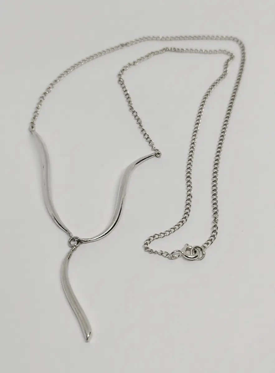 Silver Hallmarked 925 3 wave bar necklace