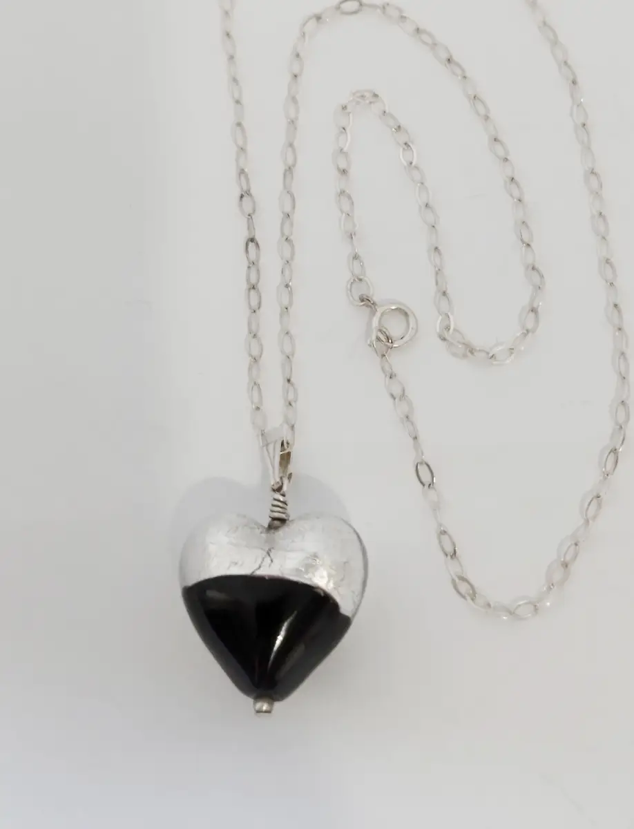 Silver 925 hallmarked puffy heart pendant necklace
