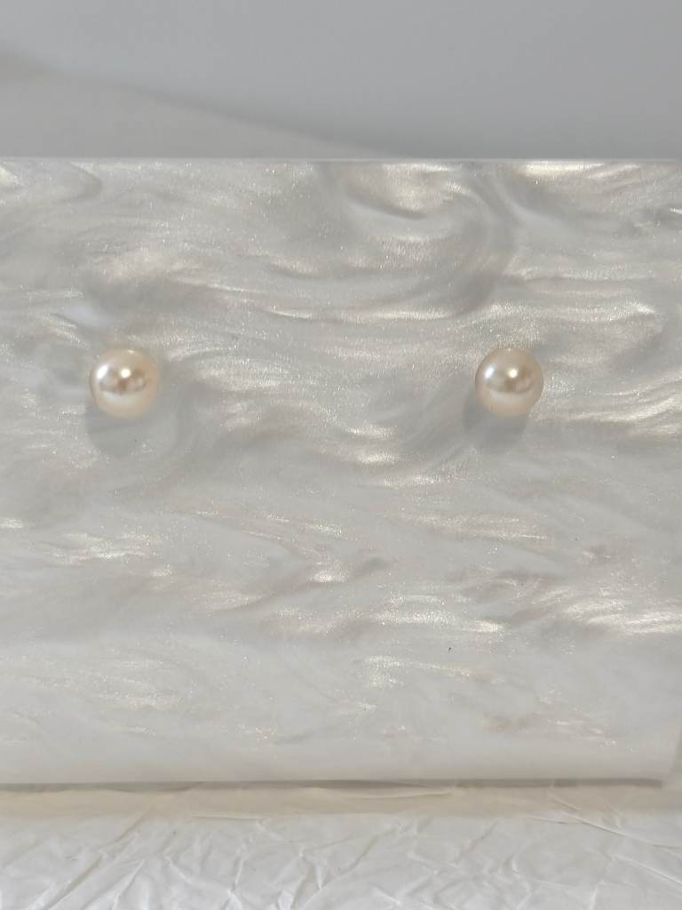 Silver 925 faux pearl stud earrings