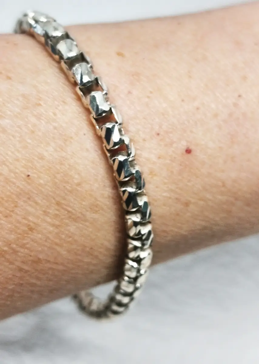 Vintage Silver 925 thick hammered box link bracelet