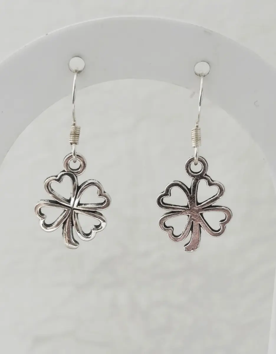 Silver 925 earhooks clover drop earrings