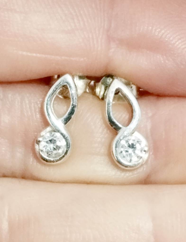 Silver 925 infinity loop gem set earrings