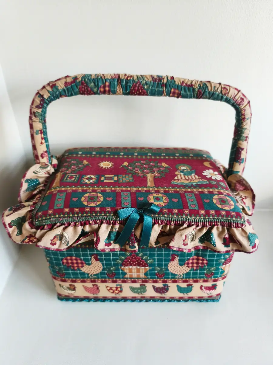 Vintage sewing basket box case