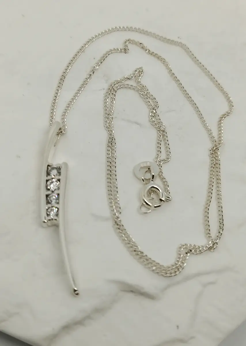 Silver Hallmarked 925  4 gems set necklace