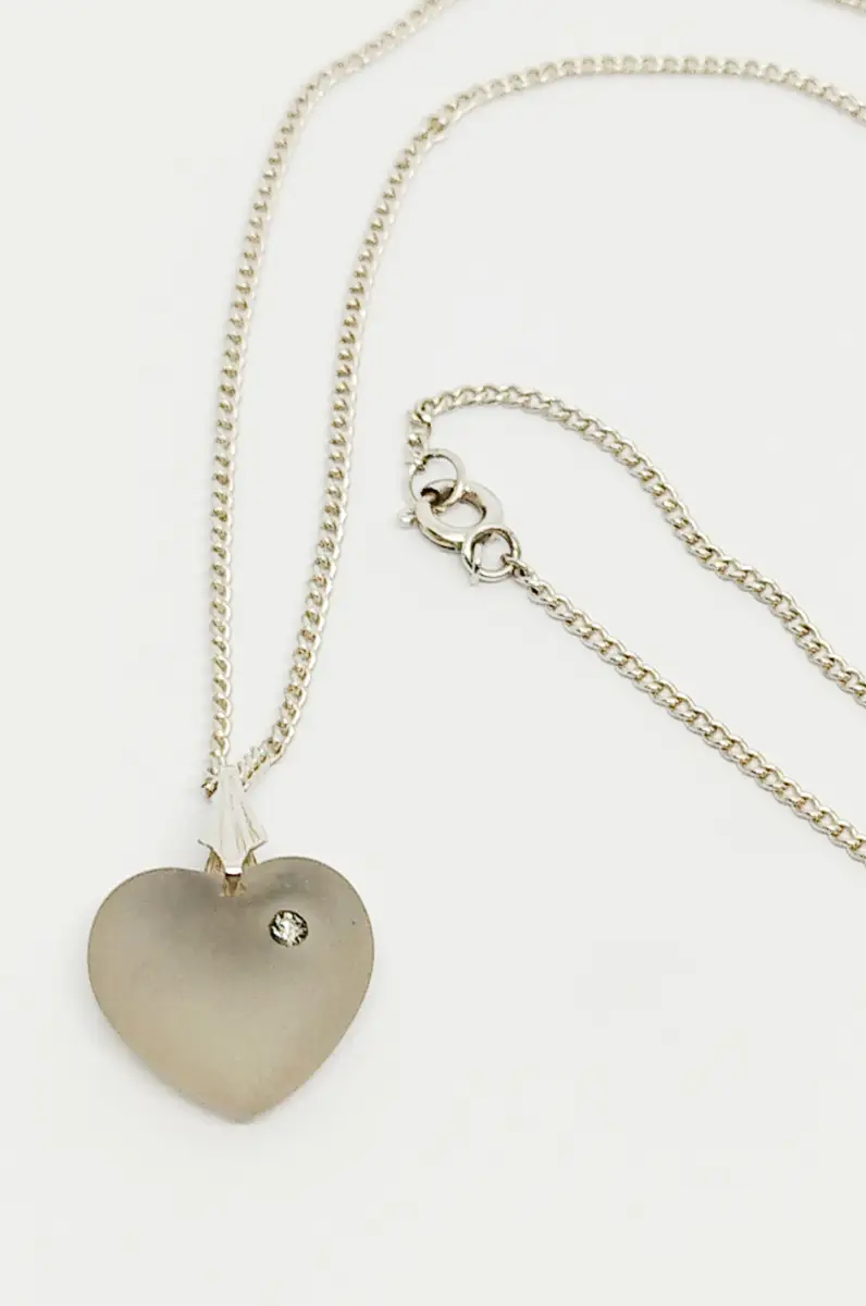 Sterling silver Hallmarked frosted moonstone heart pendant necklace
