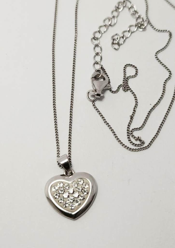 Silver 925 gem set heart pendant necklace
