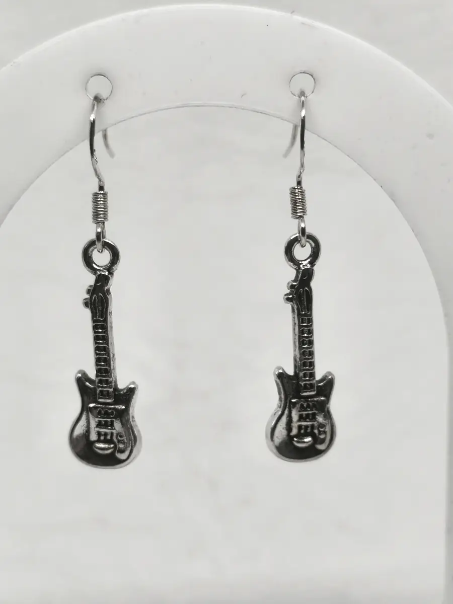 Silver 925 earhooks Guitar drop earrings