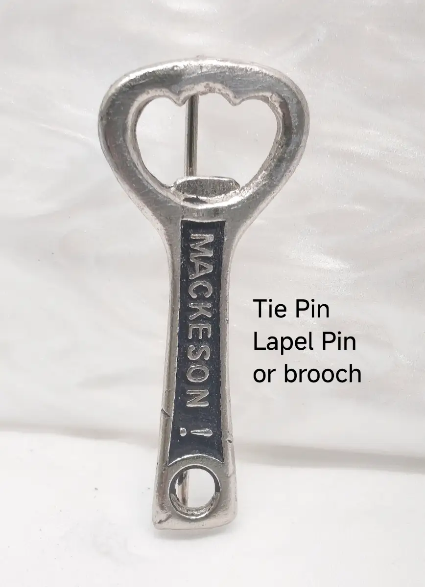 Vintage Mackeson bottle opener tie pin or lapel pin brooch