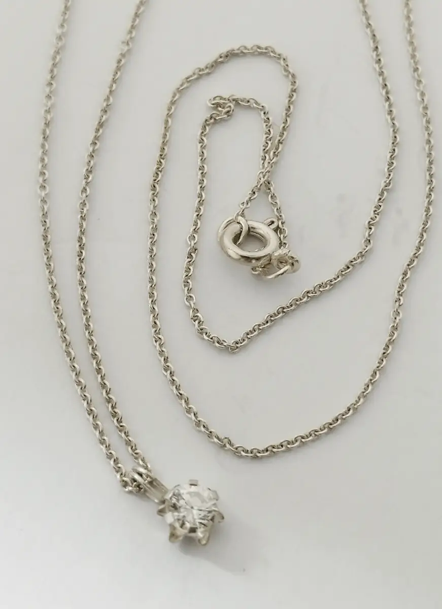 Silver Hallmarked 925 Solitaire gem pendant necklace