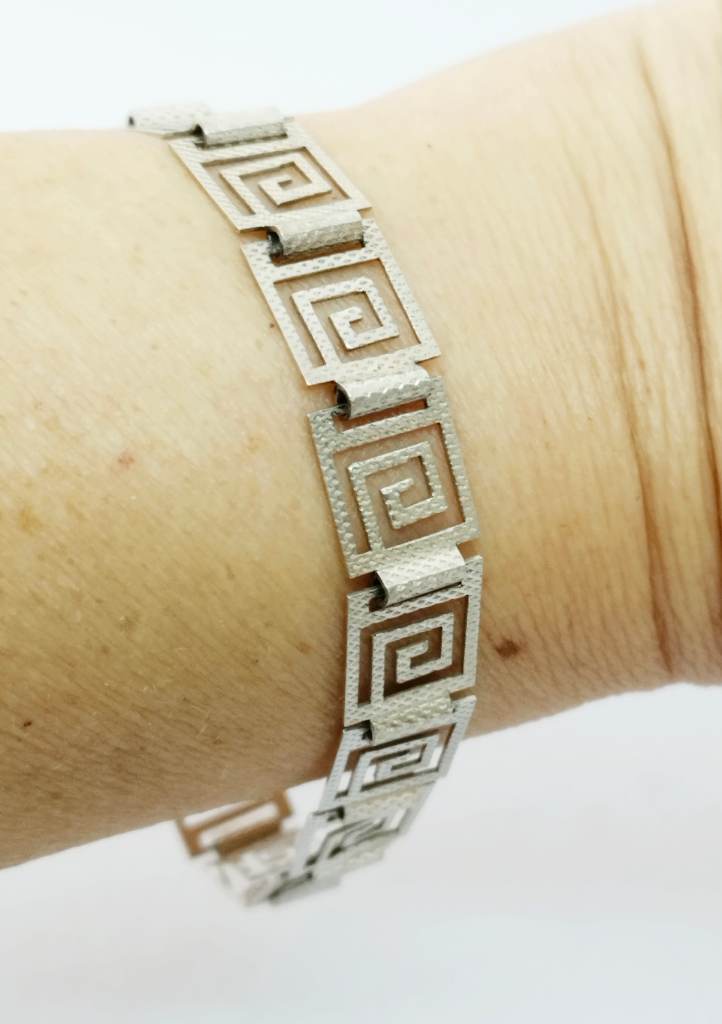 Silver 925 hallmarked Greek Key Square Spiral Links bracelet
