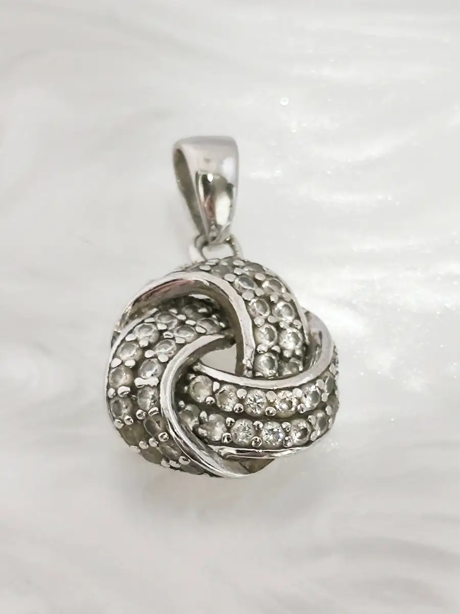 Silver 925 hallmarked gem set friendship love knot pendant