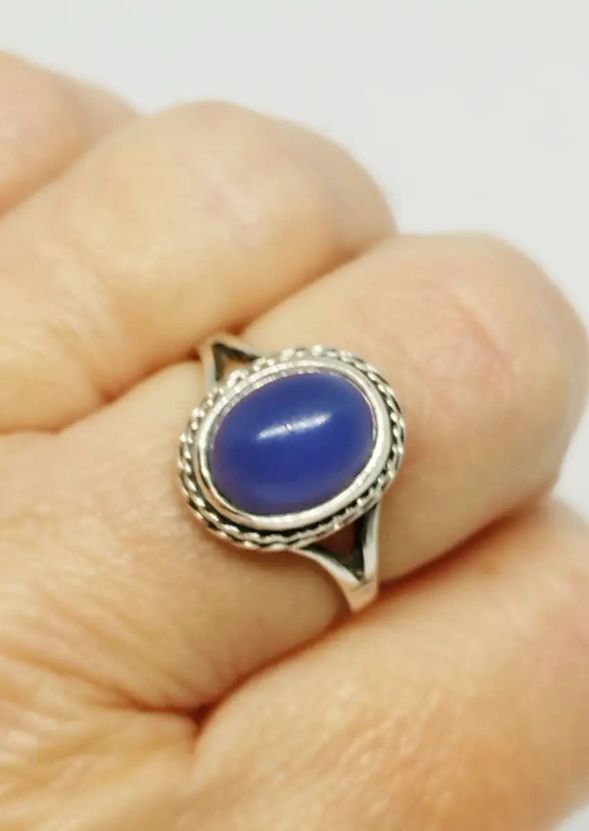 Vintage Silver Hallmarked oval gem set ring size K