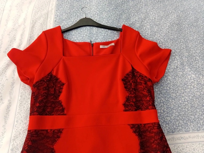 Marks & Spencer M&S Collection Red & Black Lace Dress UK Size 16