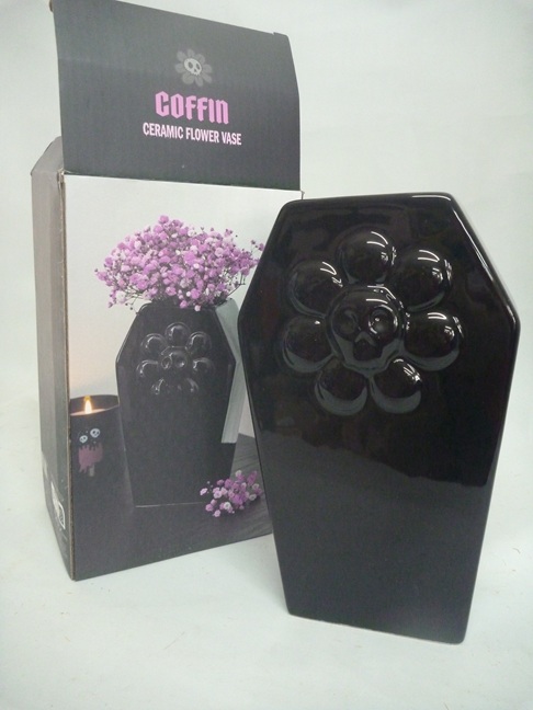 Black Coffin Shaped Fun Vase Gift Boxed Halloween Gift