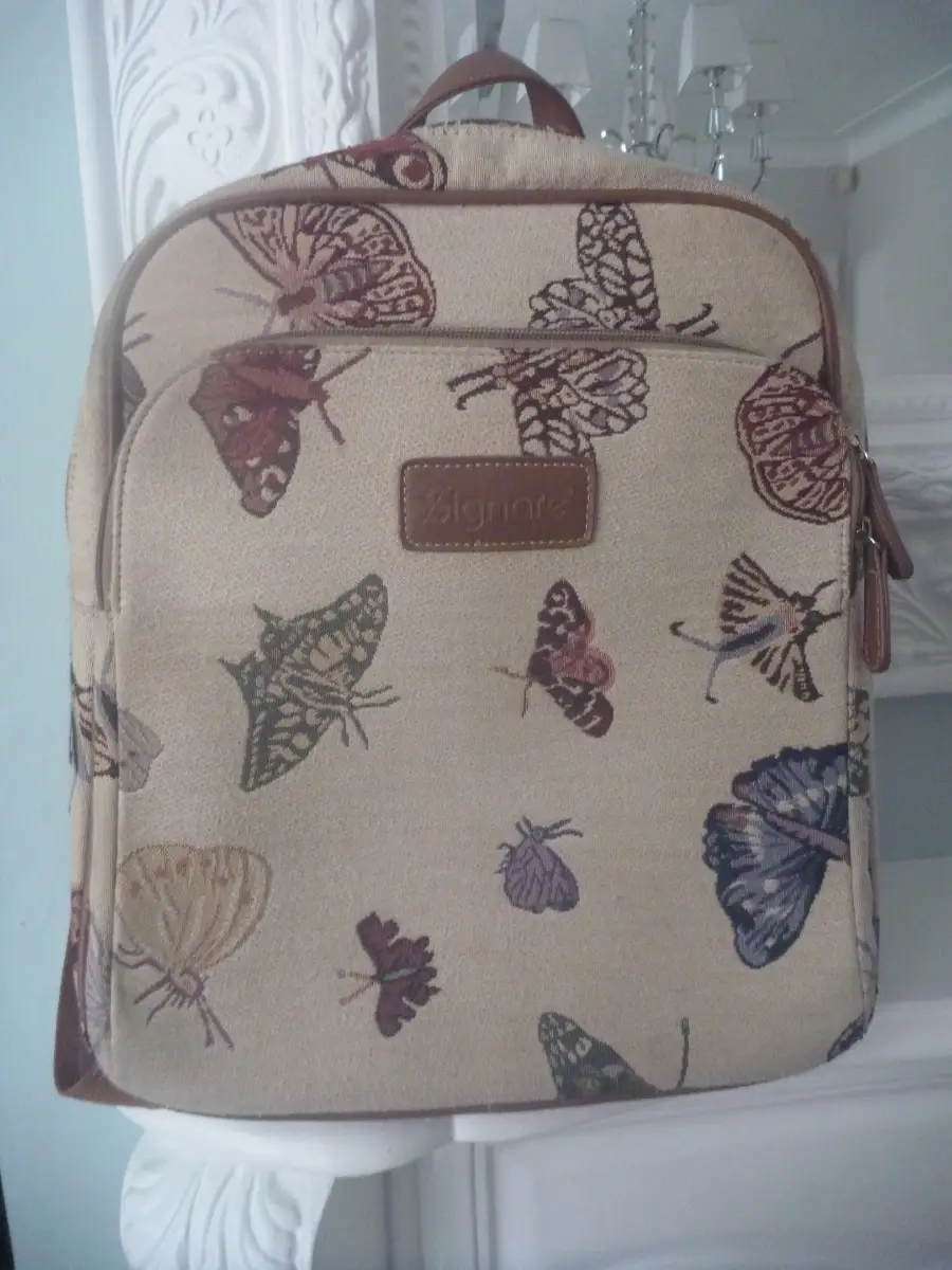 Signare Butterfly Cream and Brown Laptop Backpack Rucksack