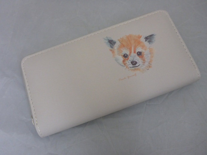 Black Ginger Red Panda Large Ladies Purse Cream/Beige
