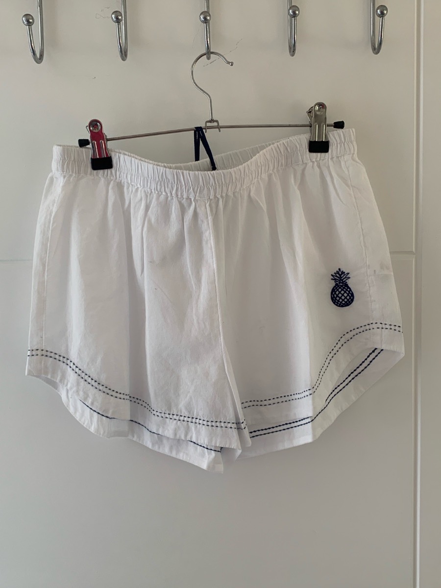 Figleaves white 100% cotton shorts embroidered uk13
