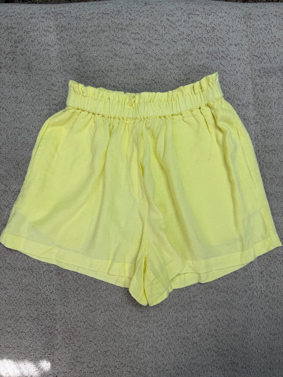 River Island Yellow Linen Blend Shorts Size S Summer Holiday