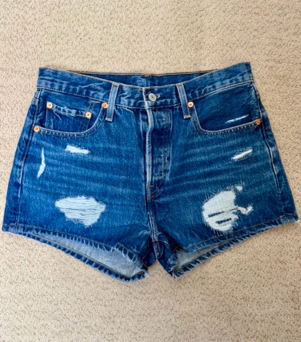 Levi’s 501 Denim Shorts W28 Blue Distressed High Rise Festival Y2K