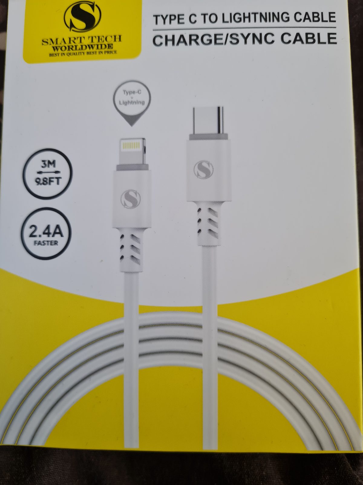 2.4A type C to lightning charging cable 3M