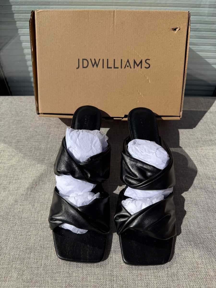 JD Williams Black Mule Heels - Size 7 Wide Fit