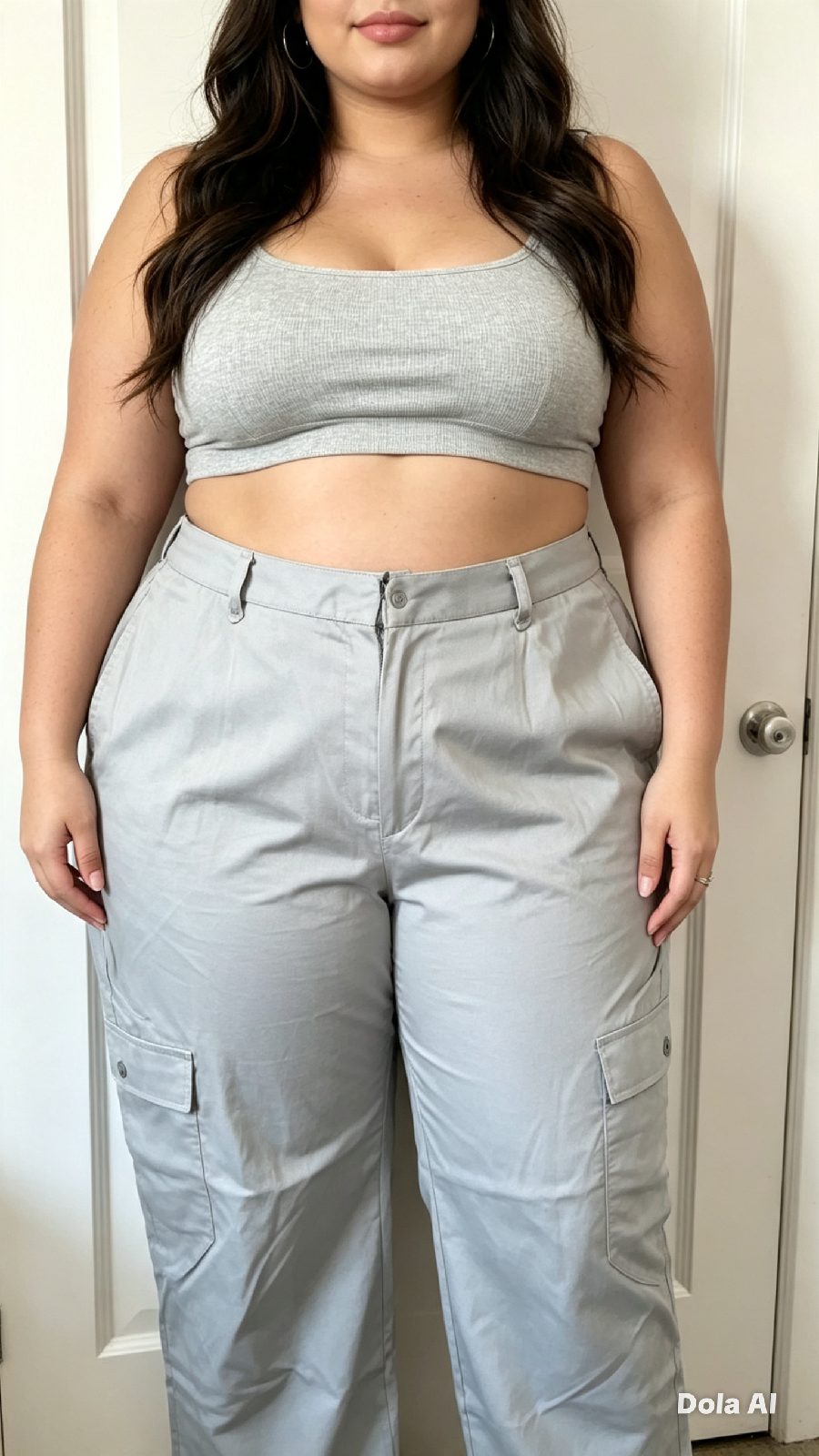 Uk 22 grey cargo wid leg style trousers