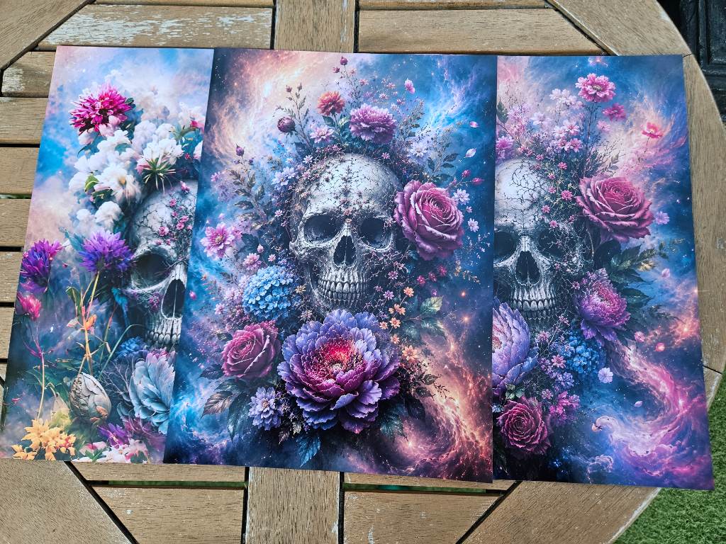 Skull print set a4 x3