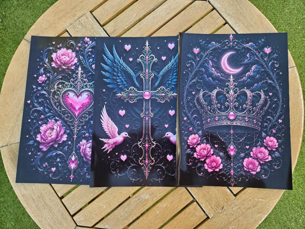 Fantasy print pink a4 x3