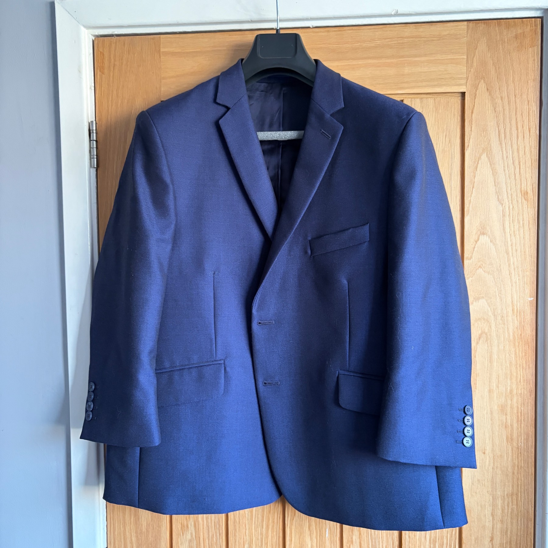 Len Beck of Hull Vintage Mohair Suit Jacket Blazer Blue Woven in England UK 38
