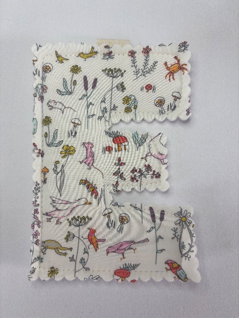 Liberty Theo Pink Fabric Bunting Garland Letter E