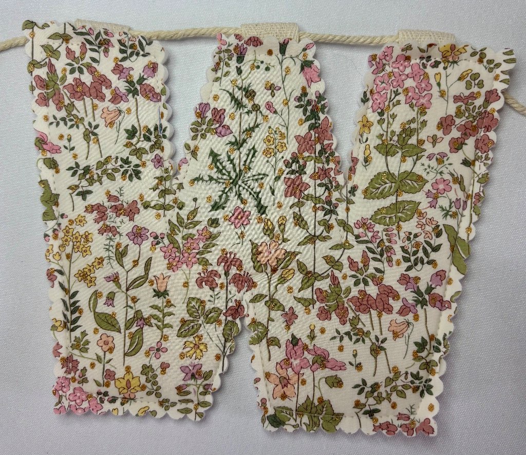 Liberty Field Flowers Fabric Bunting Garland Letter W