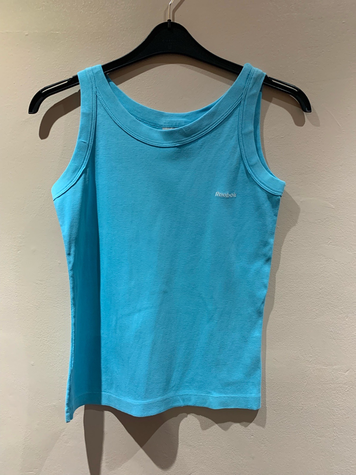 Vintage 90s Reebok Ribbed Tank Top Vest Turquoise Blue Size 14 Excellent Cond