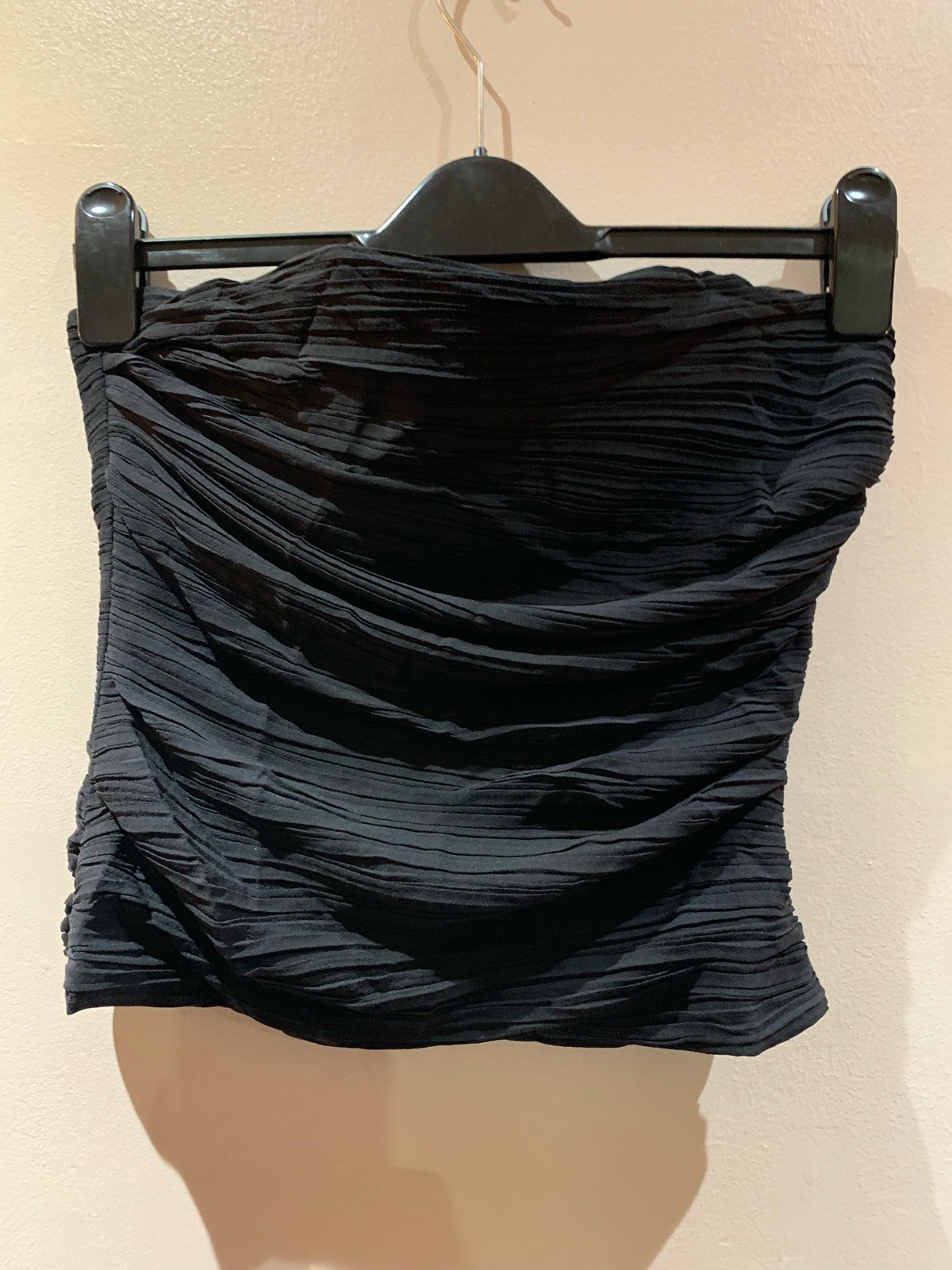 Coast Vintage 90’s Y2K Black 100% Silk Ruched Strapless Corset/Bustier top UK 12