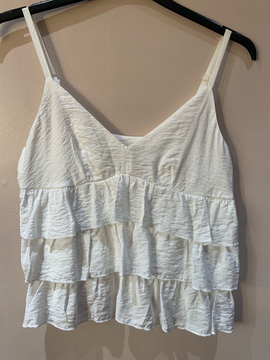 F&F BNWOT White Tiered Ruffle Camisole Top UK 8 Summer Holiday Party Beach Boho