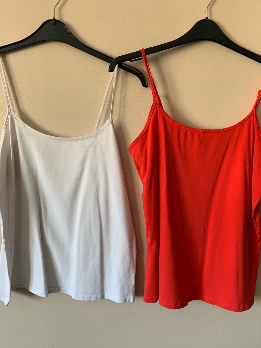 Bundle of 2 Plus Size Cami strappy Tops Size 20 White Orange George Peacocks