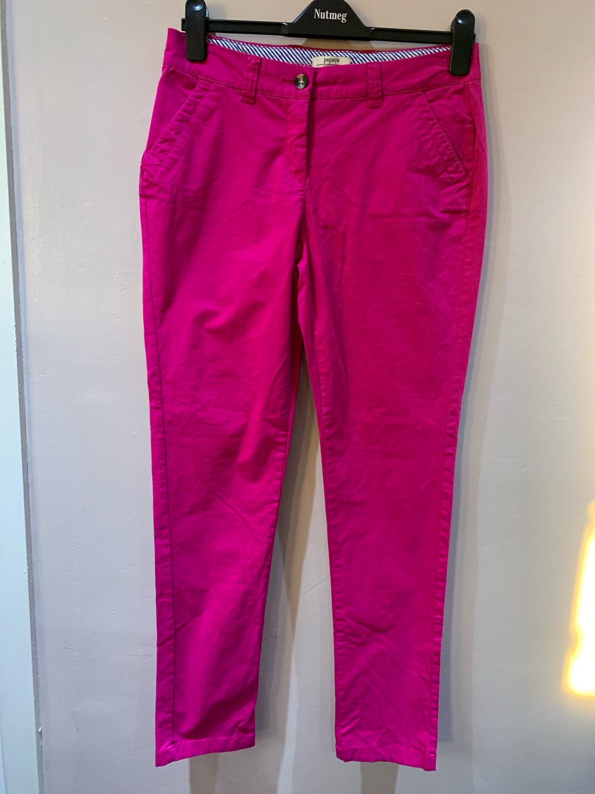 Papaya Weekend Hot Pink Chino Trousers Womens Size 10 Cotton Stretch Casual