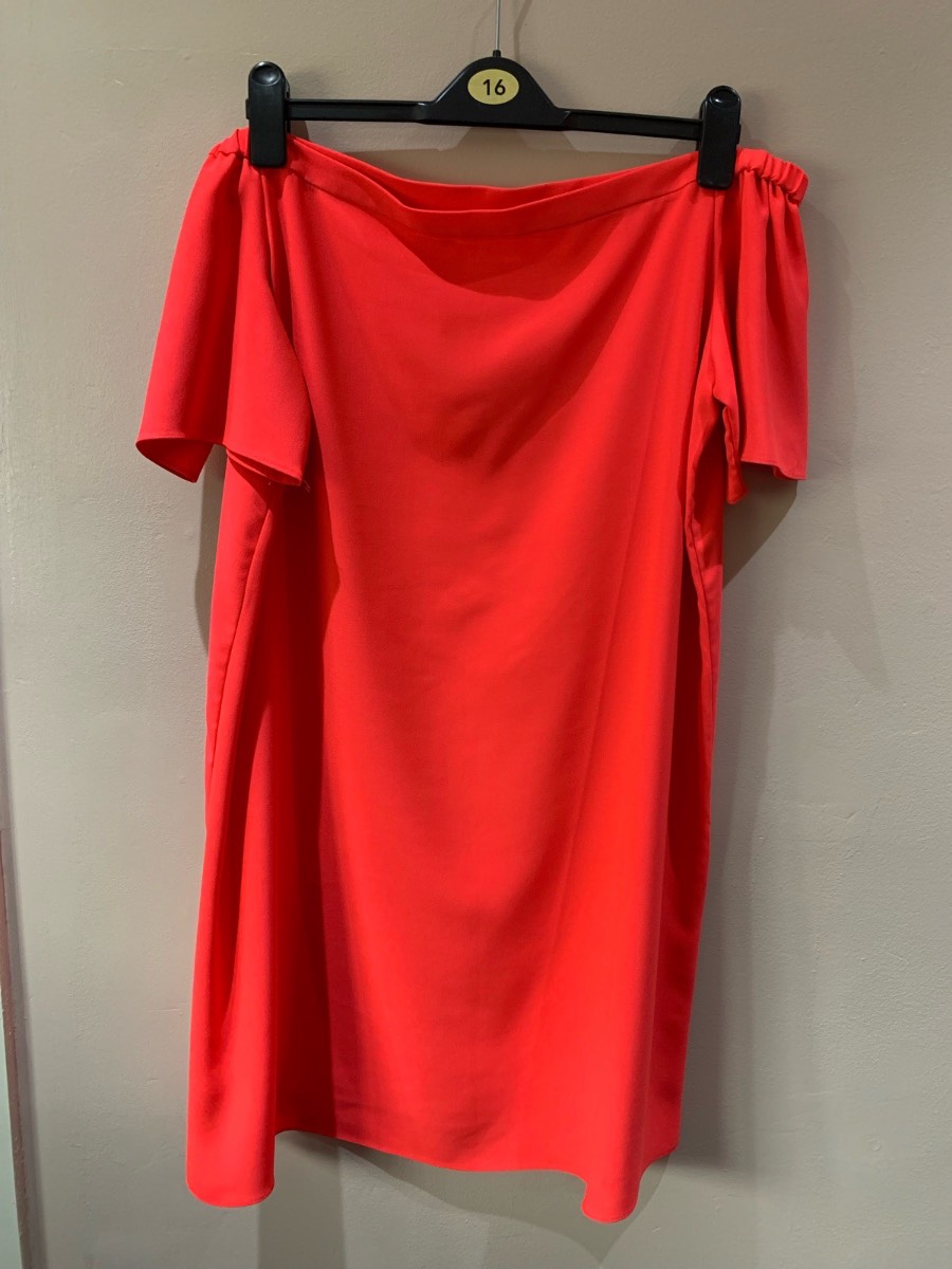 George Coral Orange Off The Shoulder Summer Dress Size 16 Holiday Beach