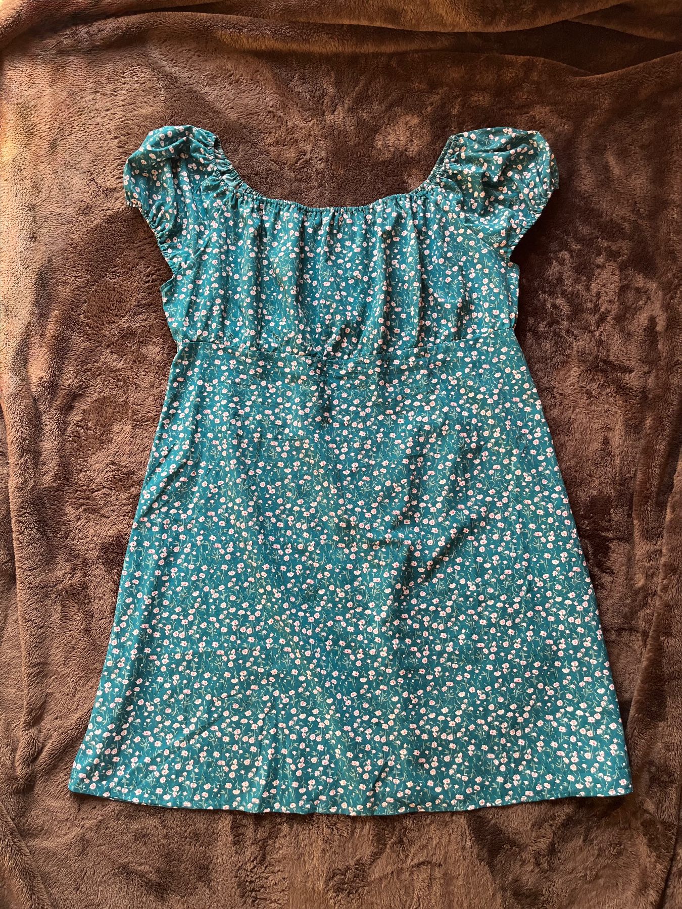 Shein Curve Green Ditsy Floral MIDI Dress size 3XL
