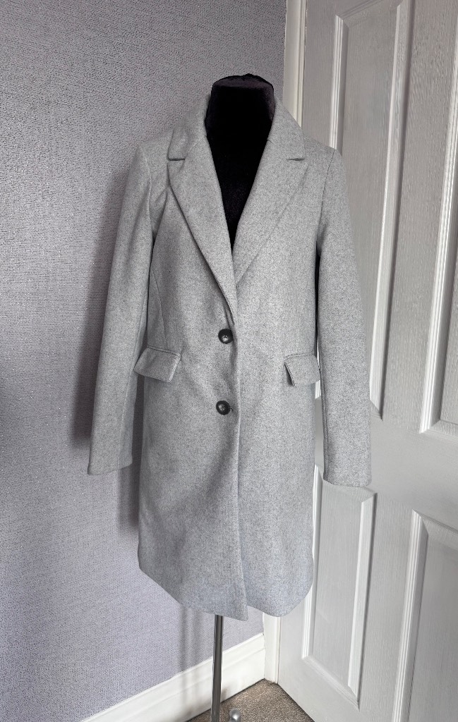 Primark Grey Long Line Coat size 8